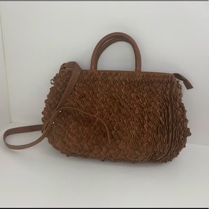 Abbacino Handbag Wave/Ruffle Brown Shoulder Bag